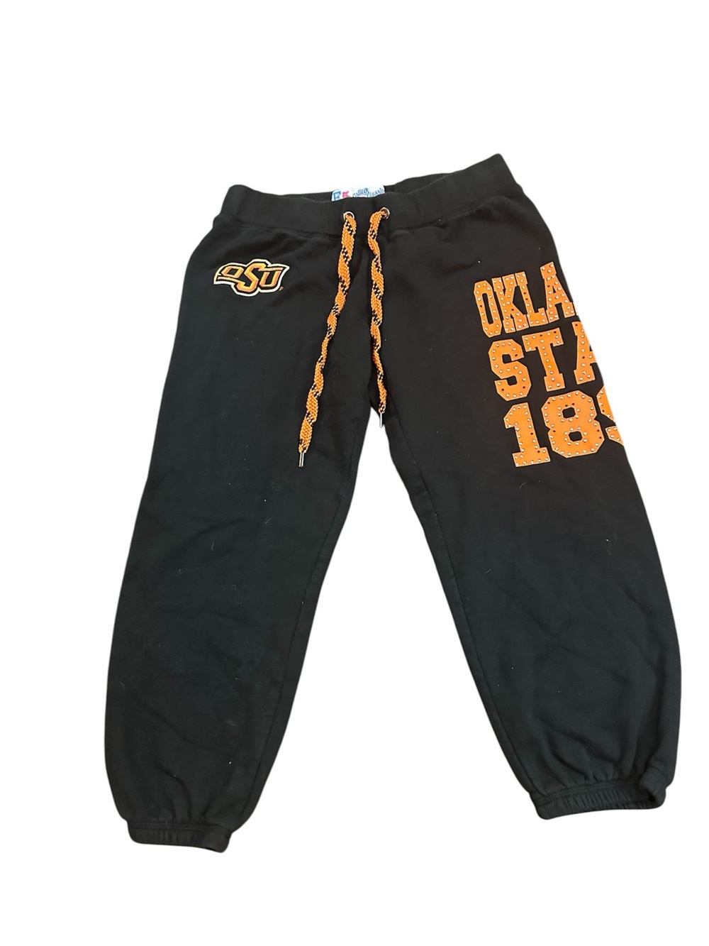 E5 College Classic Oklahoma State University Black Cinched Sweat Capris Medium